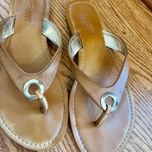 Report tan flip flops